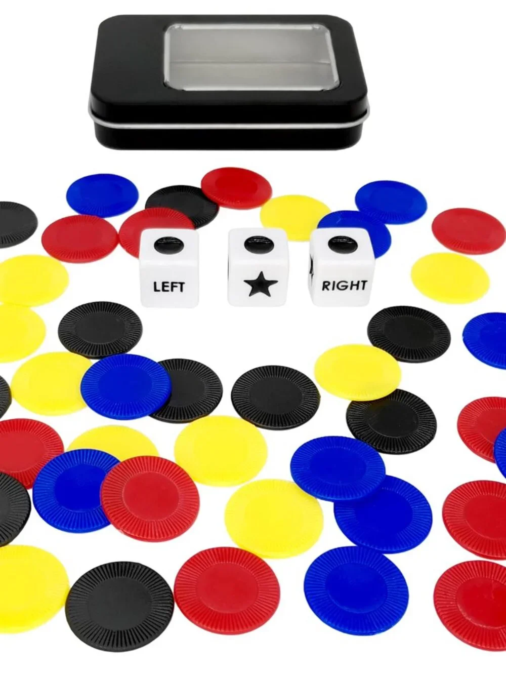 Ahoper Left Right Center Dice Game Prime Set with 3 Dices + 40 Chips.Left on The